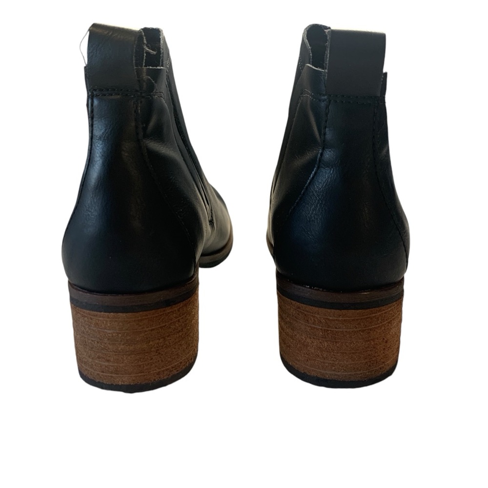 Korks Stacked Heel Leather Tea Black Ankle Bootie Shoes Womens Size 6M - Picture 8 of 8